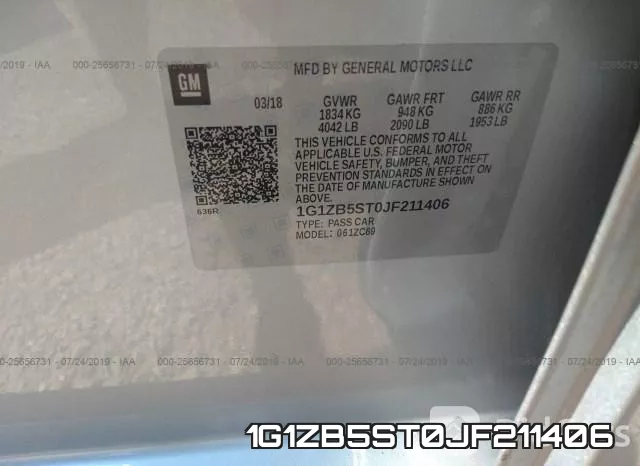 1G1ZB5ST0JF211406 фото 8