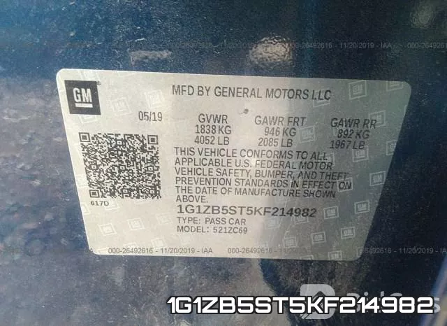 1G1ZB5ST5KF214982 фото 9