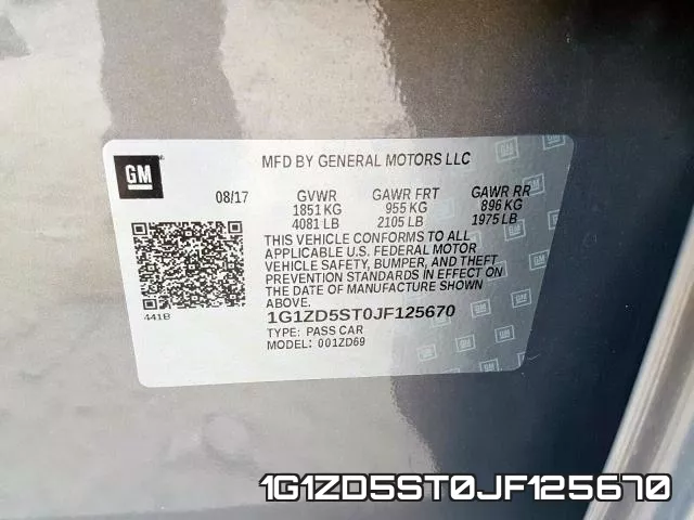 1G1ZD5ST0JF125670 фото 2