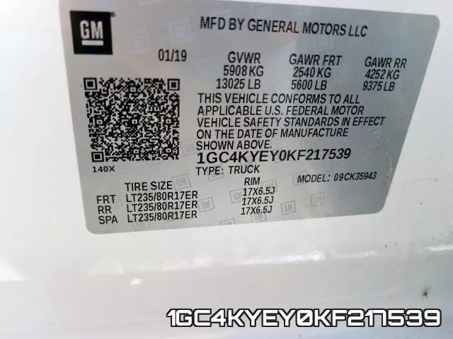 1GC4KYEY0KF217539 фото 2