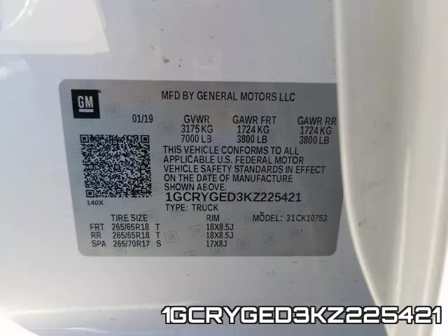 1GCRYGED3KZ225421 фото 2