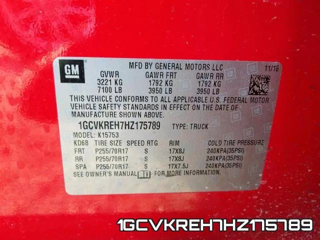 1GCVKREH7HZ175789 фото 2