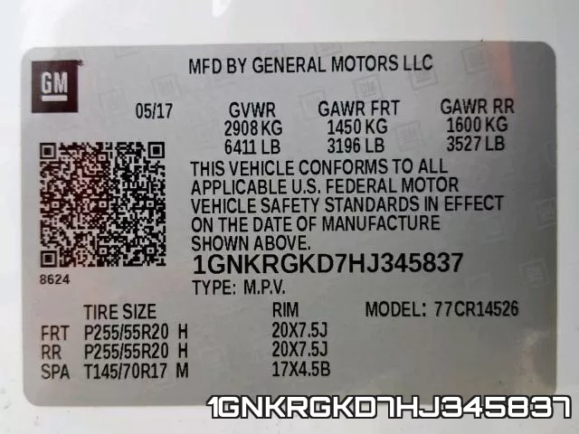 1GNKRGKD7HJ345837 фото 2