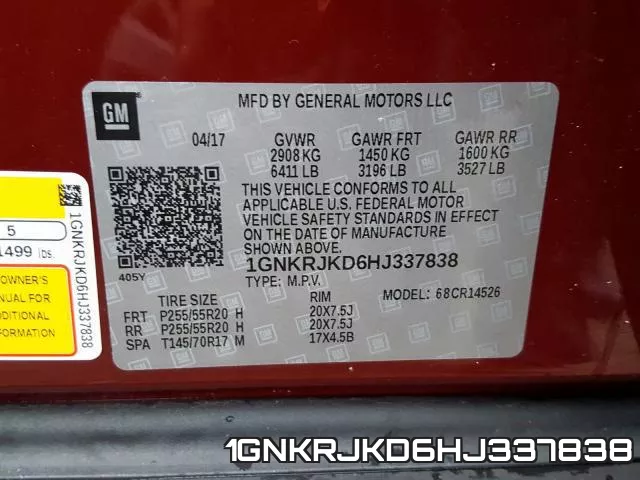 1GNKRJKD6HJ337838 фото 2