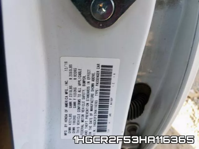 1HGCR2F53HA116365 фото 2