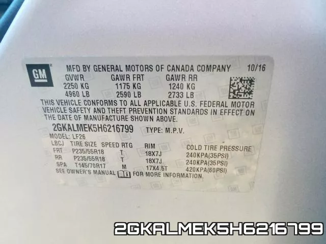 2GKALMEK5H6216799 фото 2