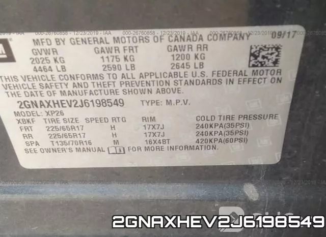 2GNAXHEV2J6198549 фото 10