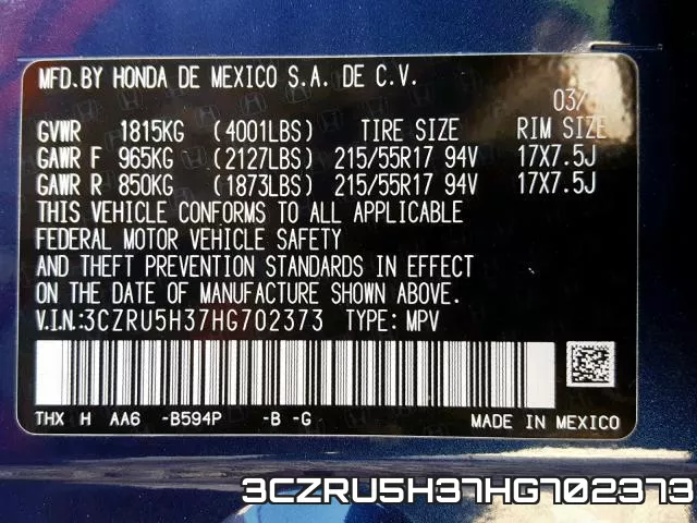 3CZRU5H37HG702373 фото 2