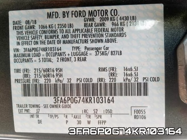 3FA6P0G74KR103164 фото 2