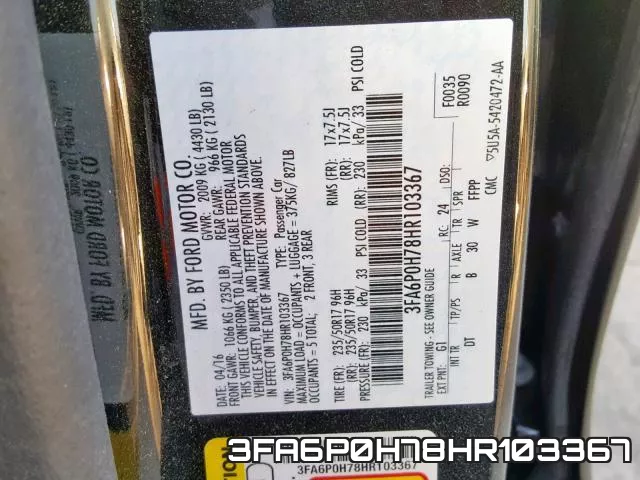 3FA6P0H78HR103367 фото 2
