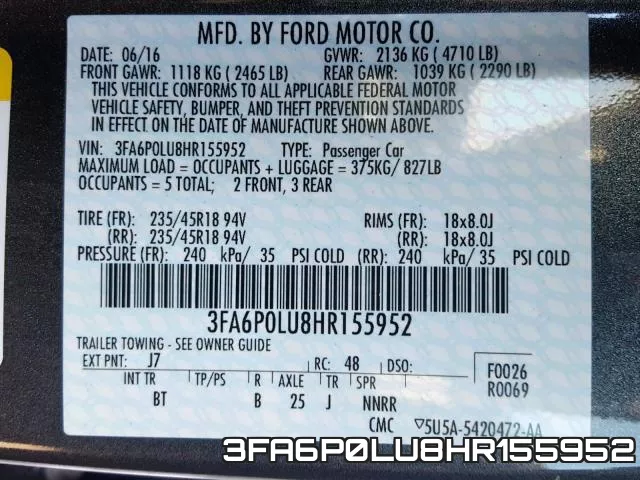 3FA6P0LU8HR155952 фото 2