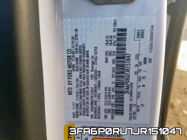 3FA6P0RU7JR151047 фото 2