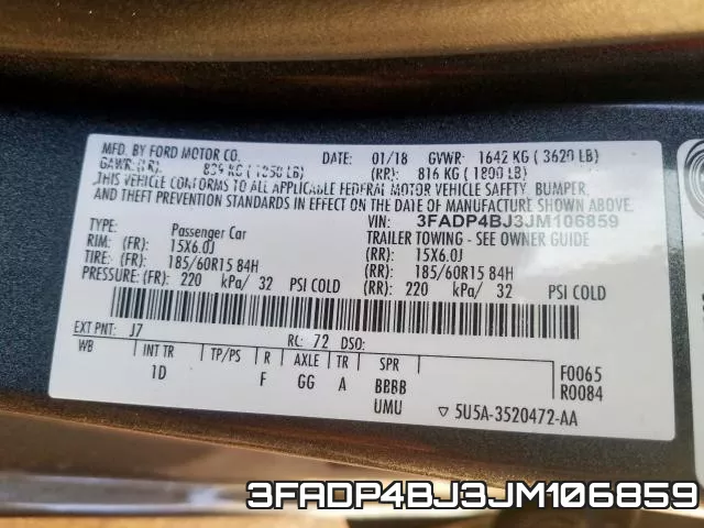 3FADP4BJ3JM106859 фото 2