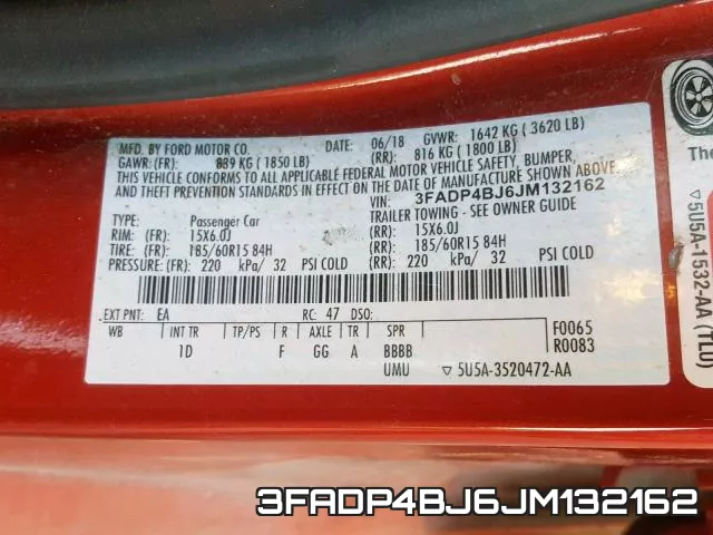 3FADP4BJ6JM132162 фото 2