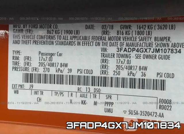 3FADP4GX7JM107834 фото 9