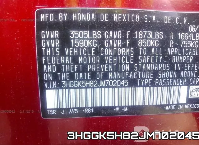 3HGGK5H82JM702045 фото 8