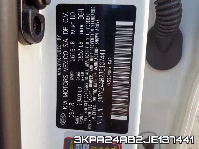 3KPA24AB2JE137441 фото 2