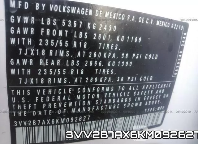 3VV2B7AX6KM092627 фото 8