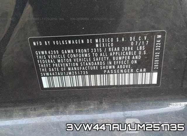 3VW447AU1JM251735 фото 9