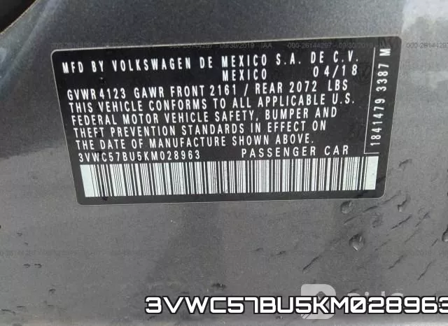 3VWC57BU5KM028963 фото 7
