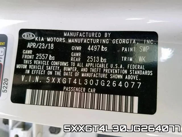 5XXGT4L30JG264077 фото 2