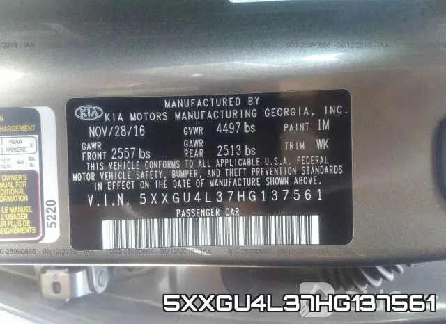 5XXGU4L37HG137561 фото 9