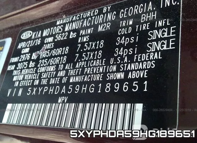 5XYPHDA59HG189651 фото 10