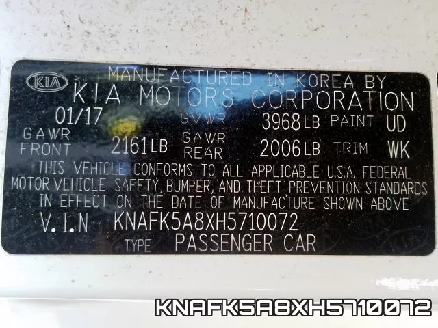KNAFK5A8XH5710072 фото 2