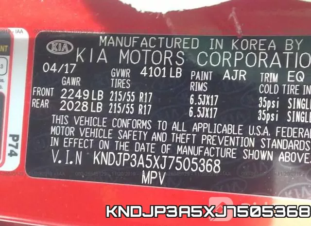 KNDJP3A5XJ7505368 фото 8