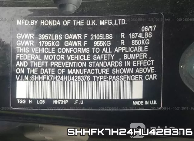 SHHFK7H24HU428376 фото 7