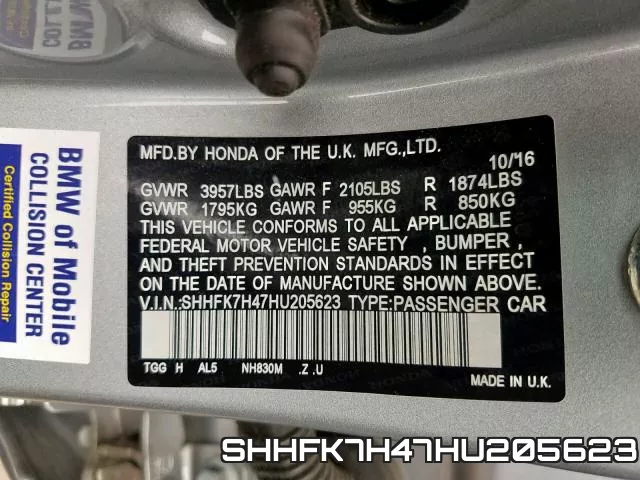 SHHFK7H47HU205623 фото 2
