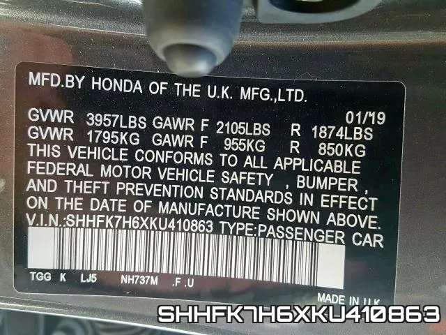 SHHFK7H6XKU410863 фото 2