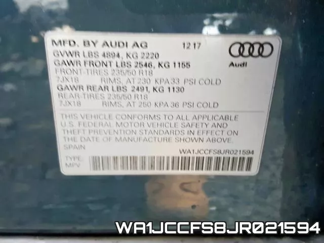 WA1JCCFS8JR021594 фото 2