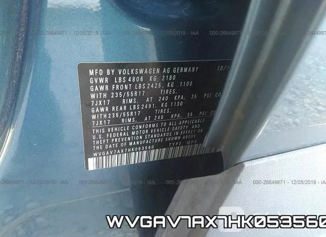 WVGAV7AX7HK053560 фото 9