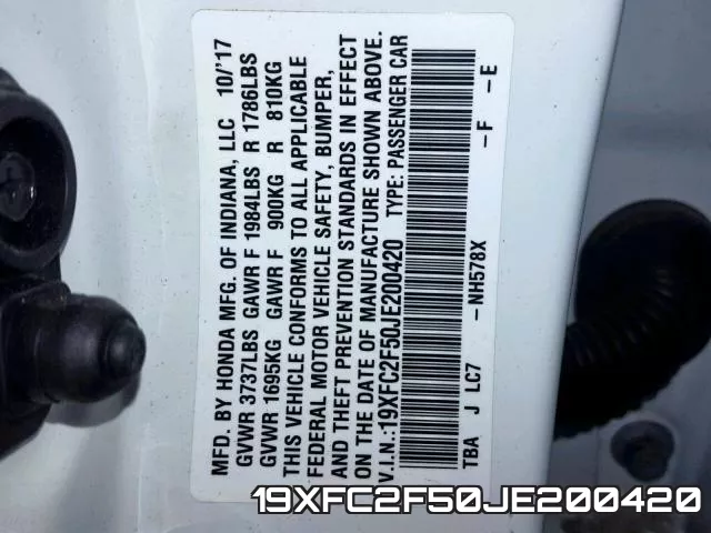 19XFC2F50JE200420 фото 2