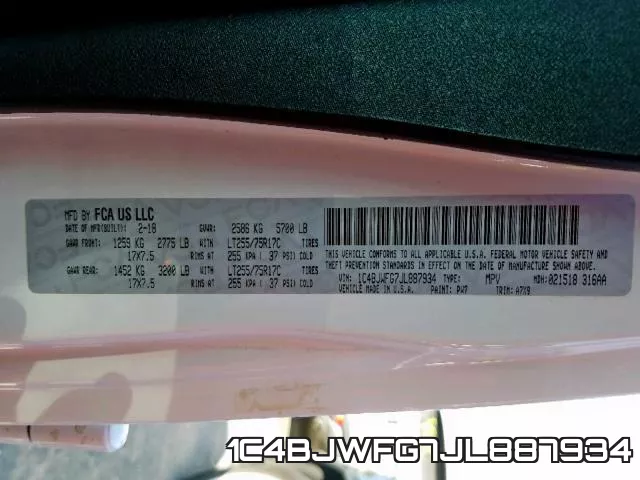 1C4BJWFG7JL887934 фото 2