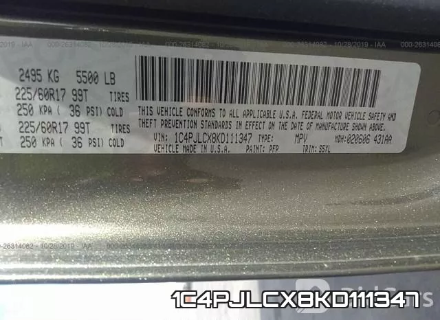 1C4PJLCX8KD111347 фото 9
