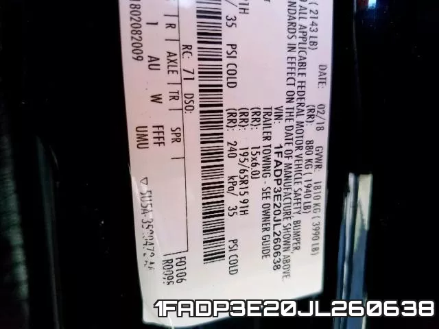 1FADP3E20JL260638 фото 2