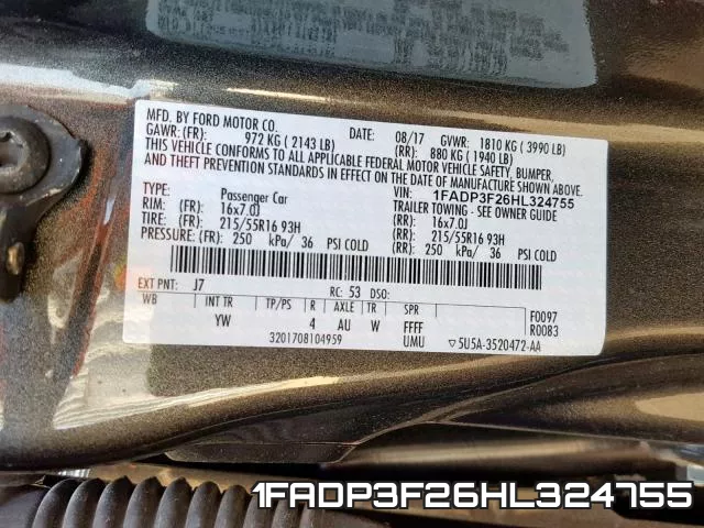1FADP3F26HL324755 фото 2