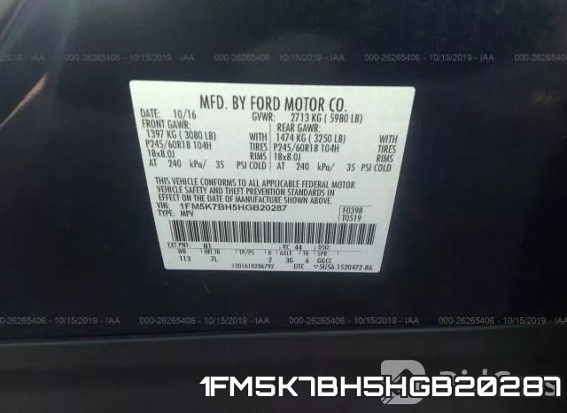 1FM5K7BH5HGB20287 фото 10