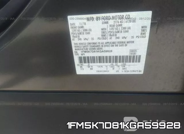 1FM5K7D81KGA59928 фото 9