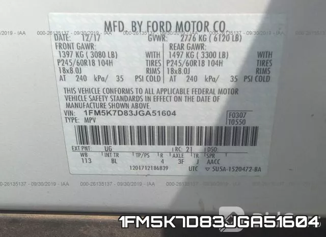 1FM5K7D83JGA51604 фото 8