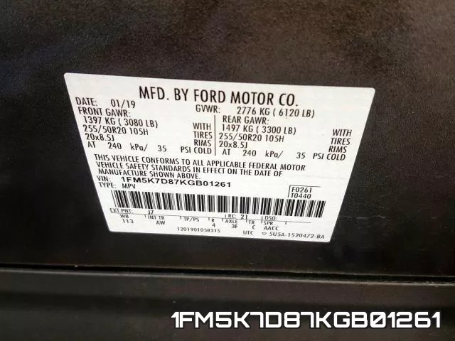 1FM5K7D87KGB01261 фото 2