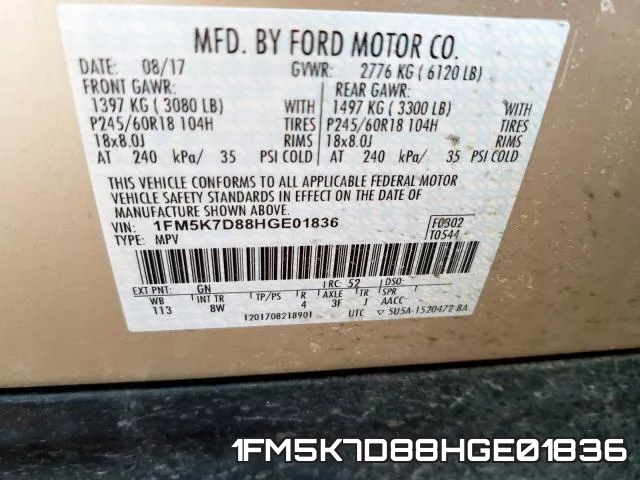 1FM5K7D88HGE01836 фото 2