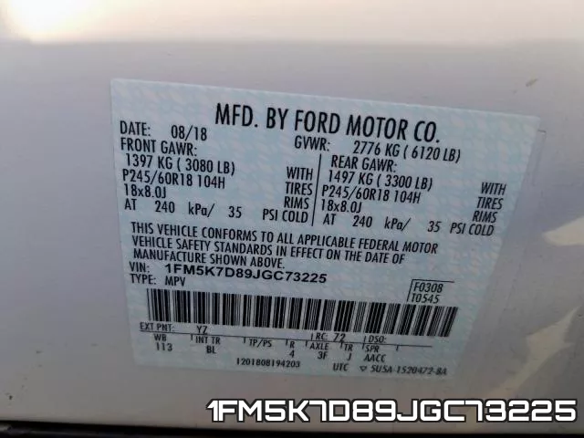 1FM5K7D89JGC73225 фото 2