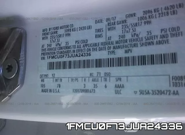 1FMCU0F73JUA24336 фото 9