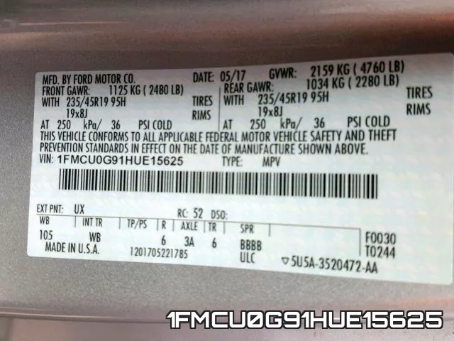 1FMCU0G91HUE15625 фото 2