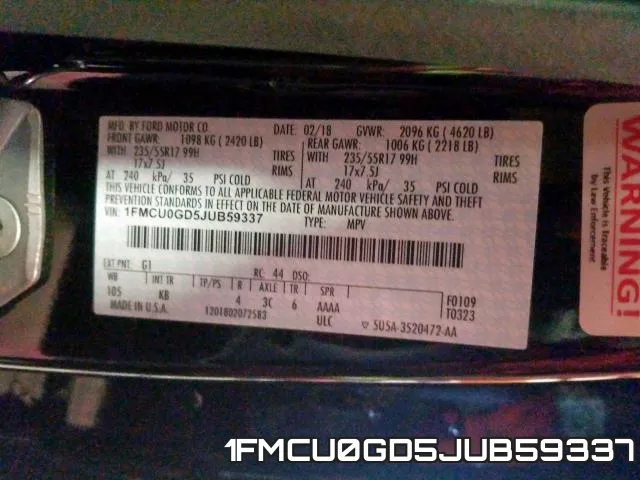 1FMCU0GD5JUB59337 фото 2