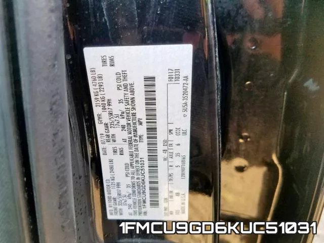 1FMCU9GD6KUC51031 фото 2