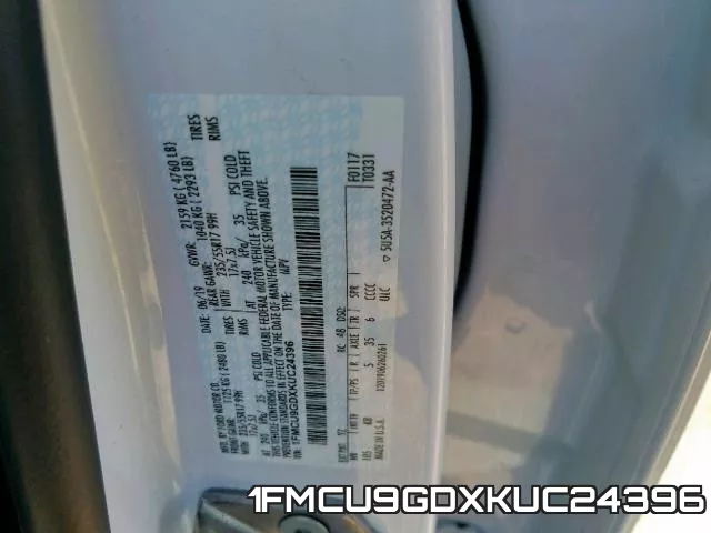 1FMCU9GDXKUC24396 фото 2